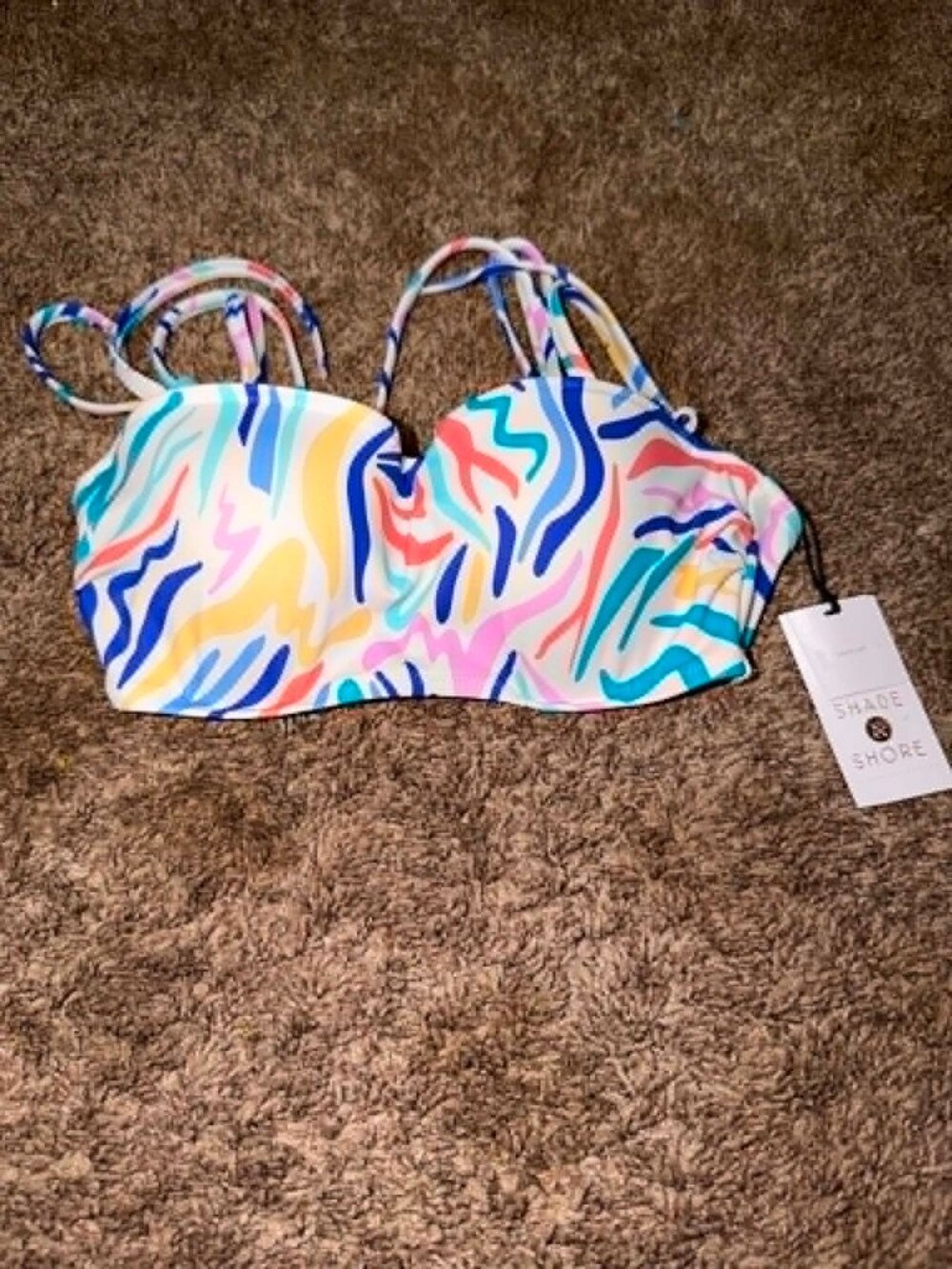 Brand New Shade & Shore Light Lift Bikini Top, Multicolor, Size 32B.